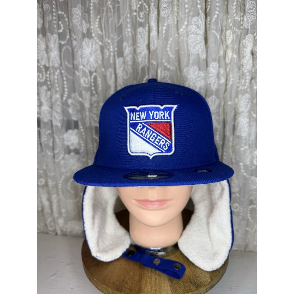 Men's New Era Blue New York Rangers Injection Dog Ear Classic Fitted Hat 7 1/8